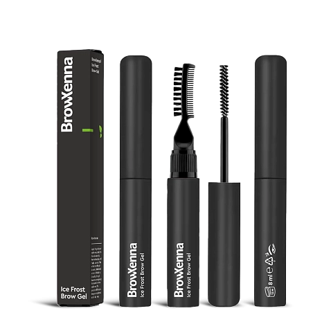 BrowXenna Ice Frost Brow Gel: High Strong Hold Styling Gel with Lami Effect and Dual Brushes, tube